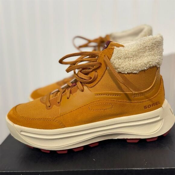 Sorel x Calia ONA 503 Mid Cozy Womens 7 Canyon Gold Waterproof Sneaker Boots NIB - Picture 2 of 9